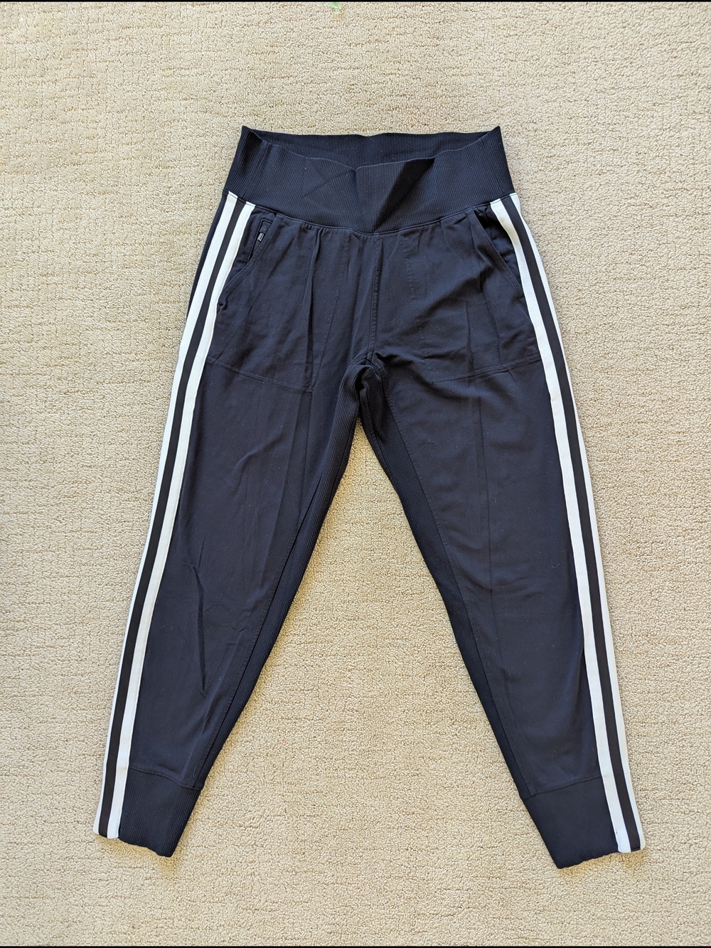 Athleta Venice Side Stripe Track Jogger Pants Womens M Black Athletic Retro - Picture 4 of 8